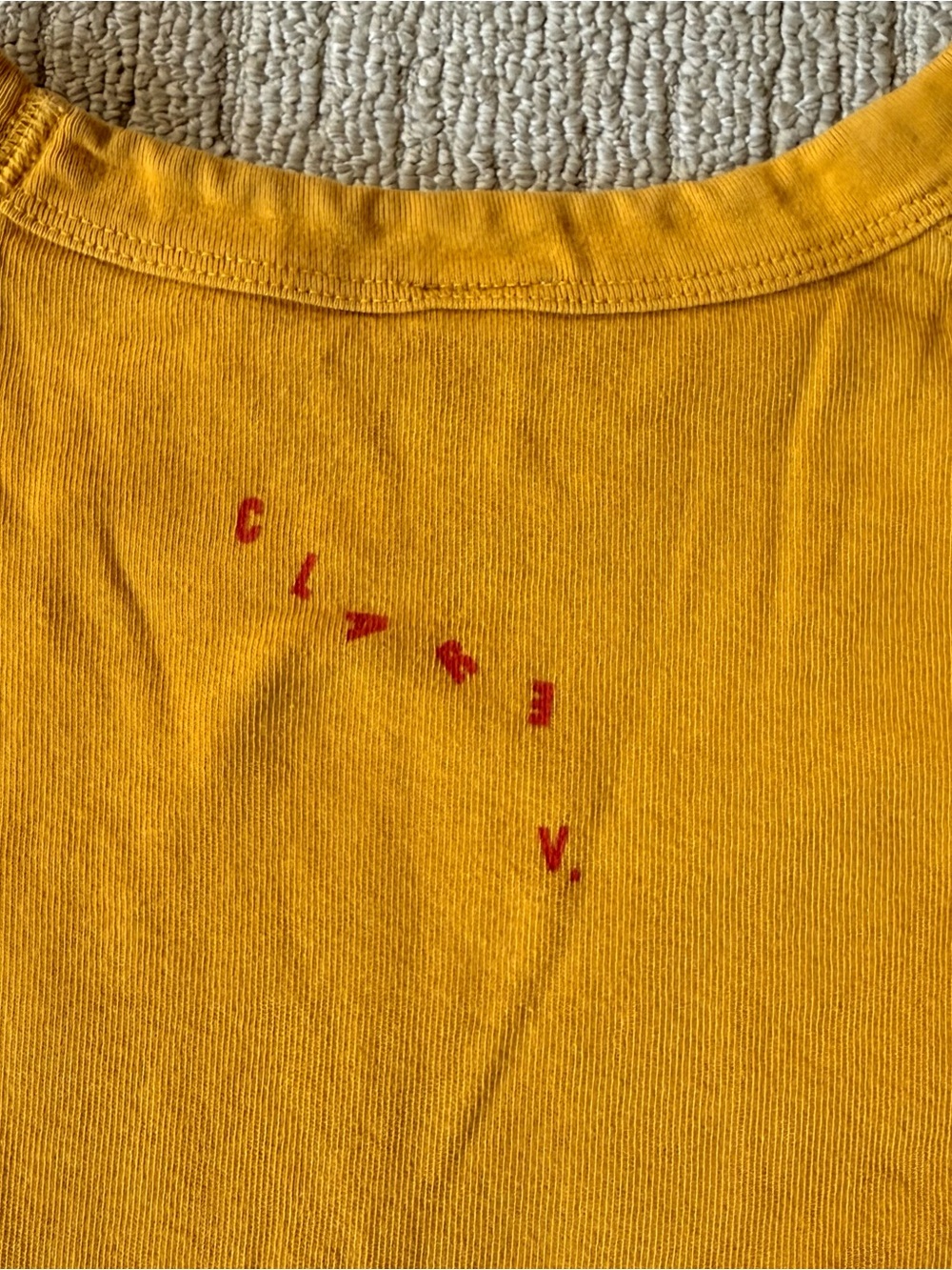 Clare V. Mustard Marigold Yellow Crewneck Kiss Lips Sweatshirt Small - Picture 8 of 9